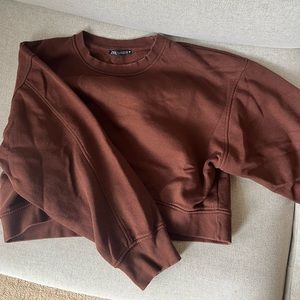 ZARA Women’s size M cropped crew neck pullover